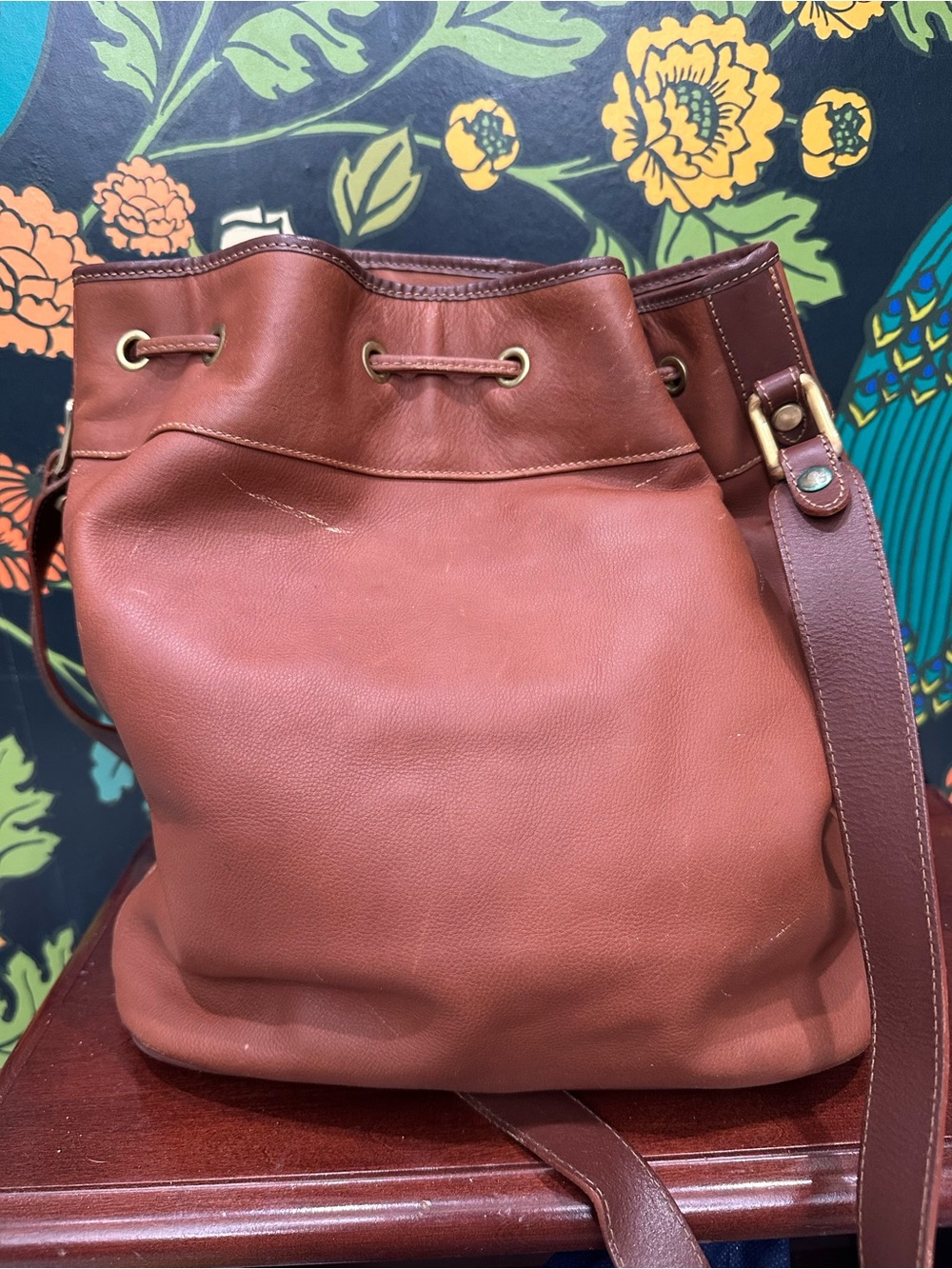 Vintage Bally Brown Leather Drawstring Backpack Made in Italy - Picture 9 of 13